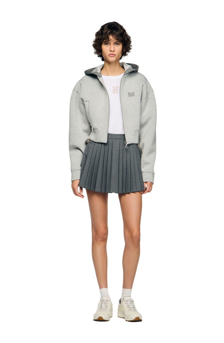 SANDRO Hooded sweatshirt jacket, Alternate, color, Light Grey
