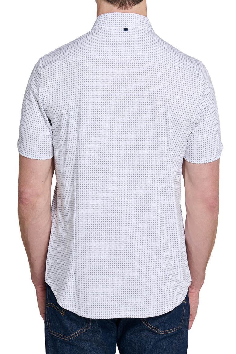 Slim Fit Micro Diamond Reworked Short Sleeve Button-Down Shirt, Alternate, color, WHITE
