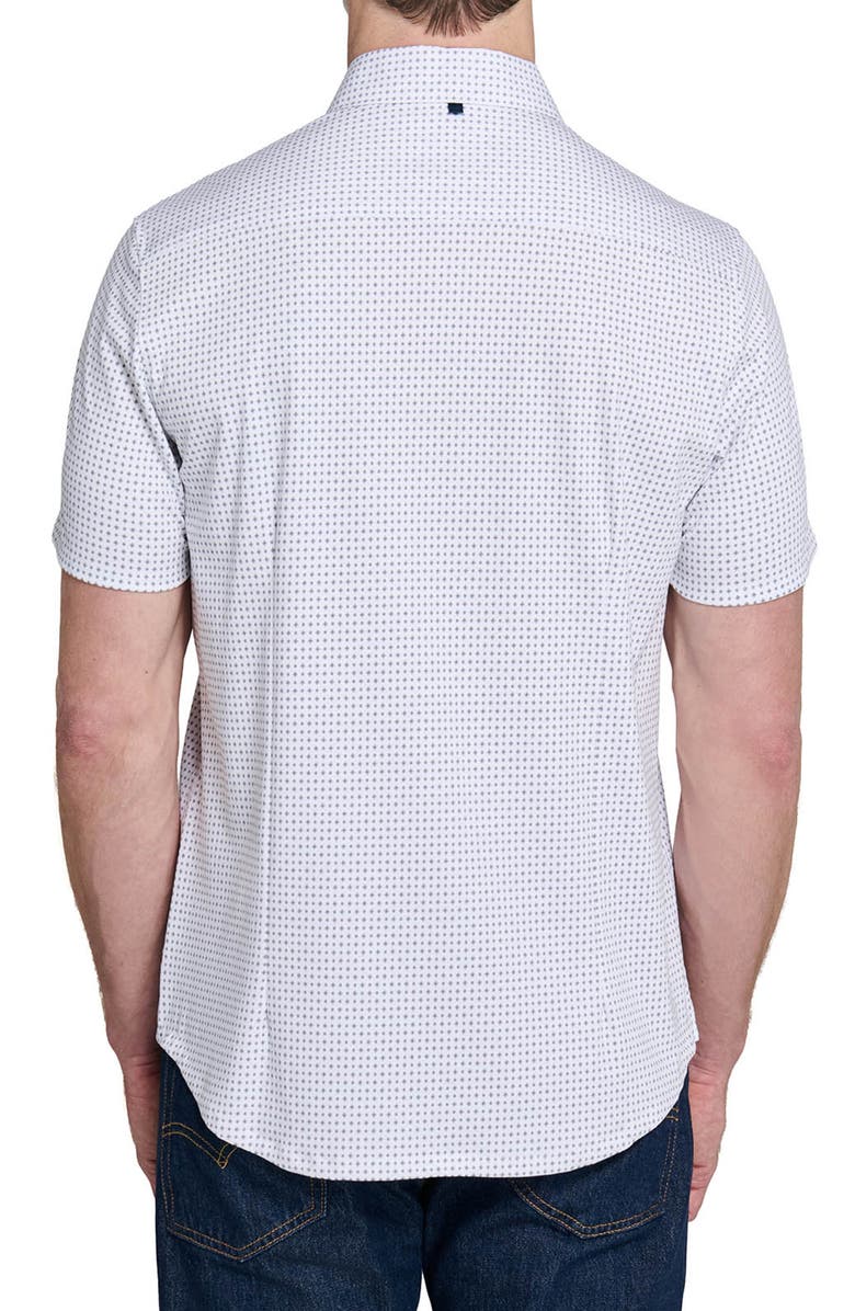 W.R.K Slim Fit Micro Diamond Reworked Short Sleeve Button-Down Shirt, Alternate, color, White