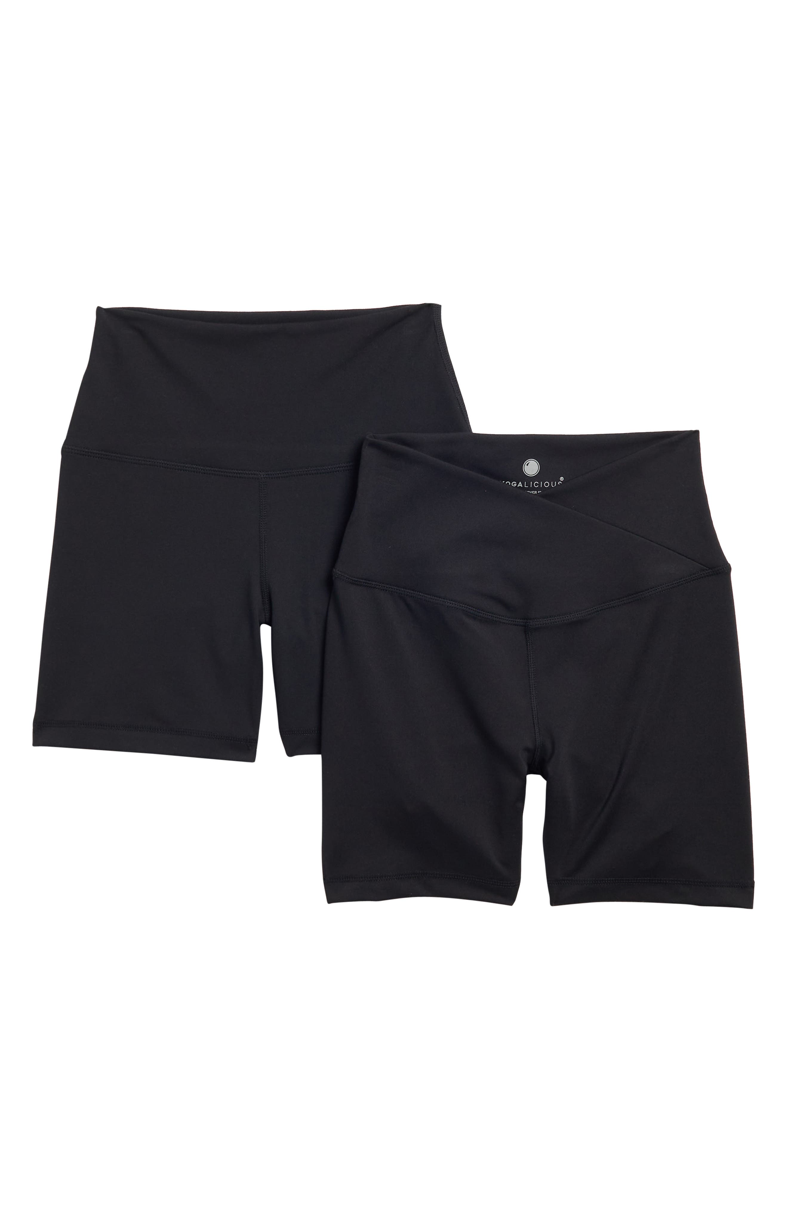 YOGALICIOUS 2-Pack Lux Crossover Front High Waist Bike Shorts