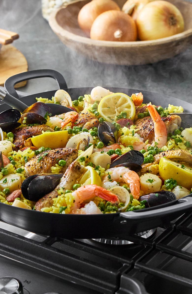 GreenPan x Bobby Flay 15" Carbon Steel Paella Pan, Alternate, color, Black