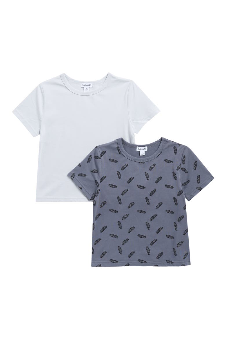 Print & Solid T-Shirt 2-Pack, Main, color, CAR PRINT/ LIGHT BLUE