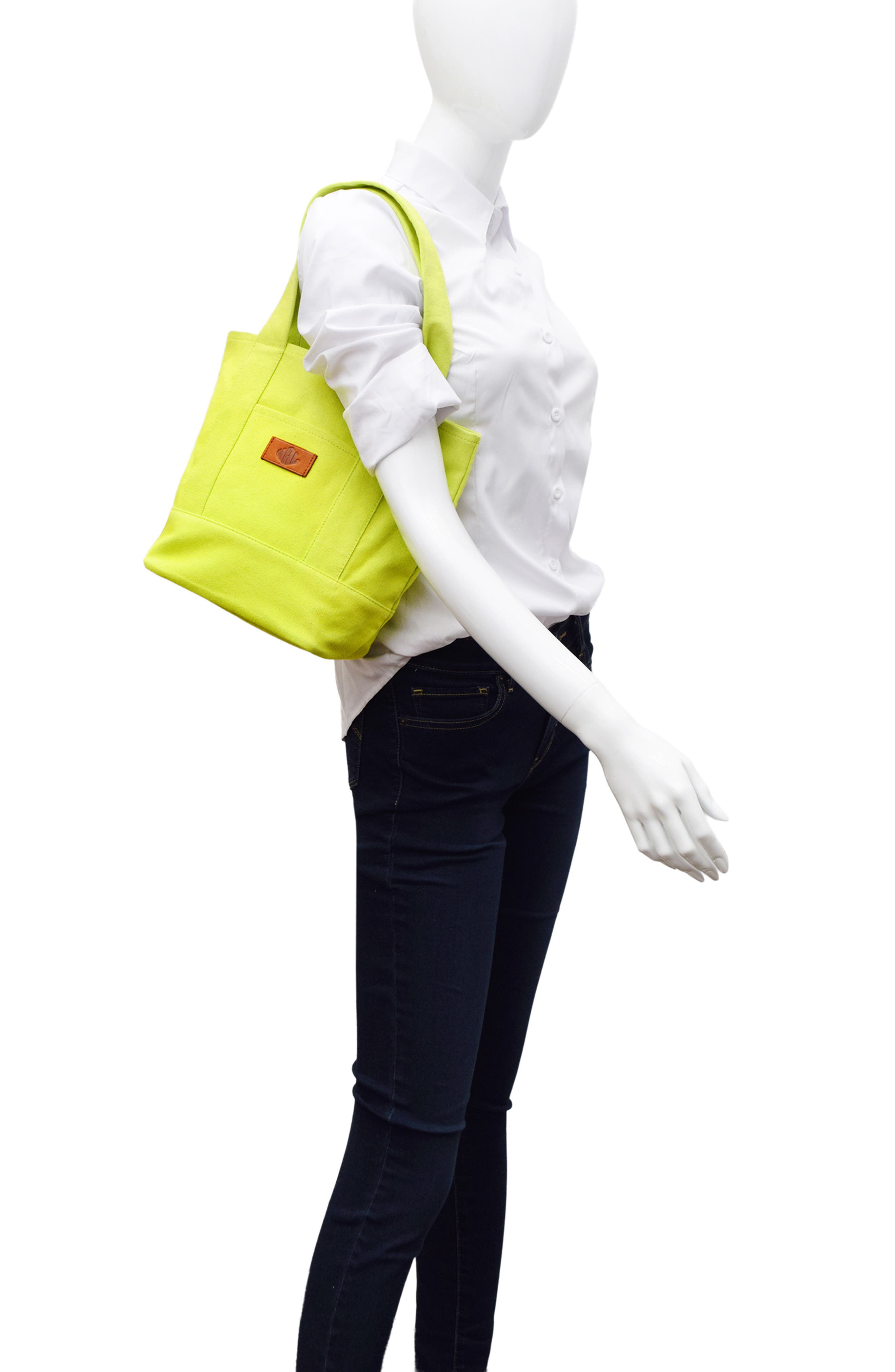 New Amsterdam Leatherworks Medium Kylee Canvas Tote, Alternate, color, Citron