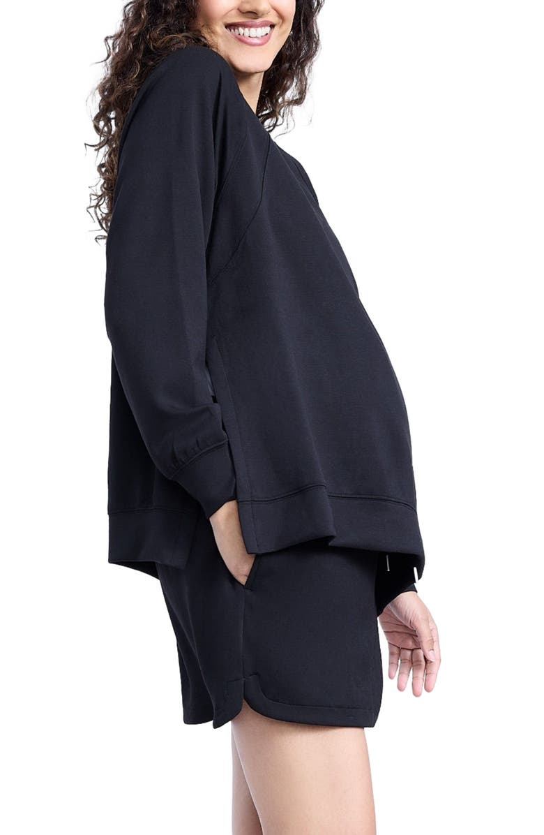 MOTHERHOOD MATERNITY Long Sleeve With Side Slits Scuba Raglan Top, Alternate, color,