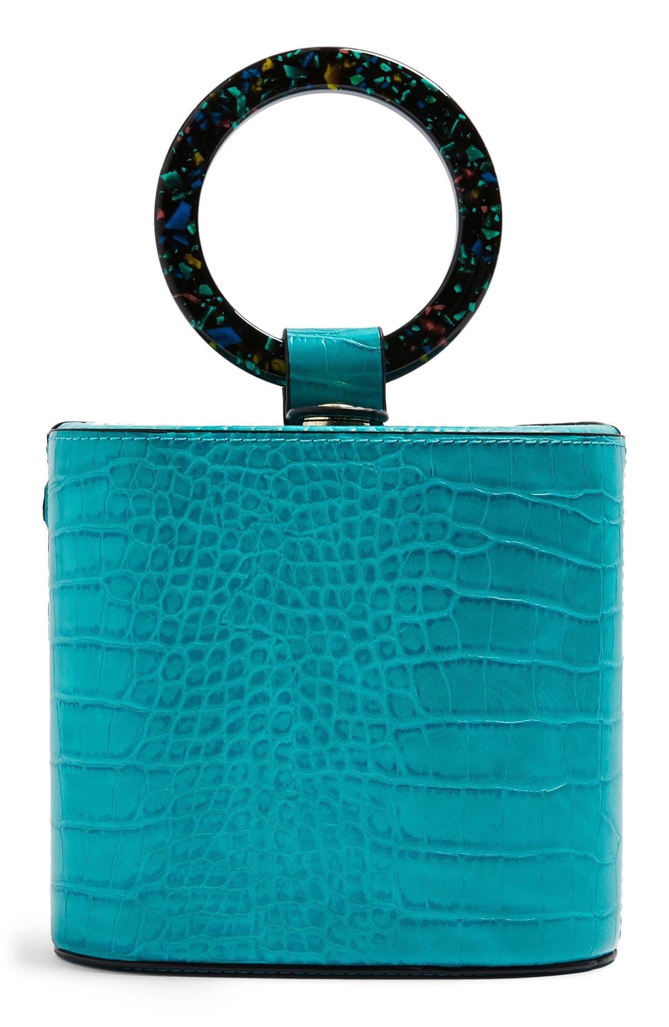Gaze Crocodile Grab Bag, Main, color, TURQUOISE