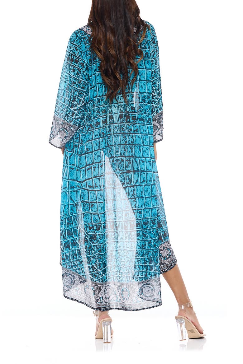 Crystal Embellished Cover-Up Duster, Alternate, color, TEAL BLUE