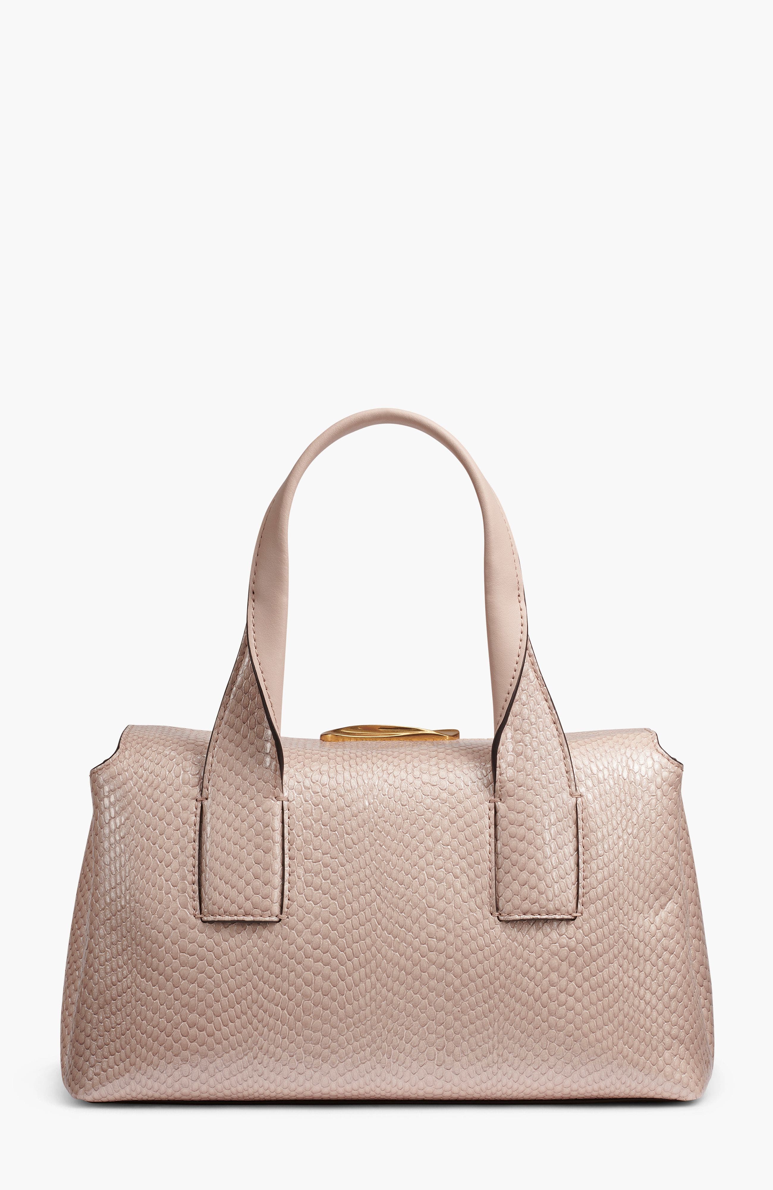 Donna Karan New York Amagansett Snake Satchel, Alternate, color, Snow Petal