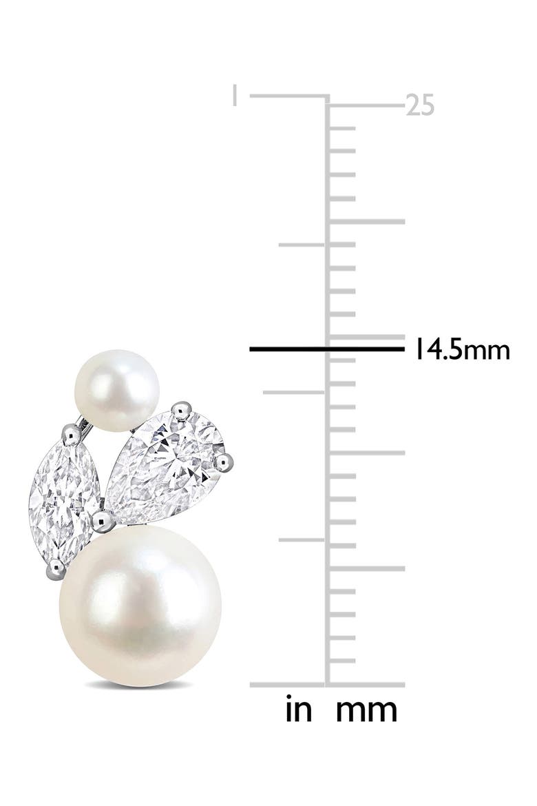 Pear & Marquise Cultured Freshwater Pearl Stud Earrings, Alternate, color, WHITE GOLD
