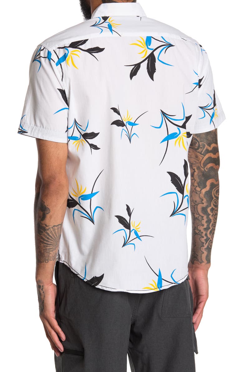 BURNSIDE Tropical Floral Print Short Sleeve Regular Fit Shirt, Alternate, color,
