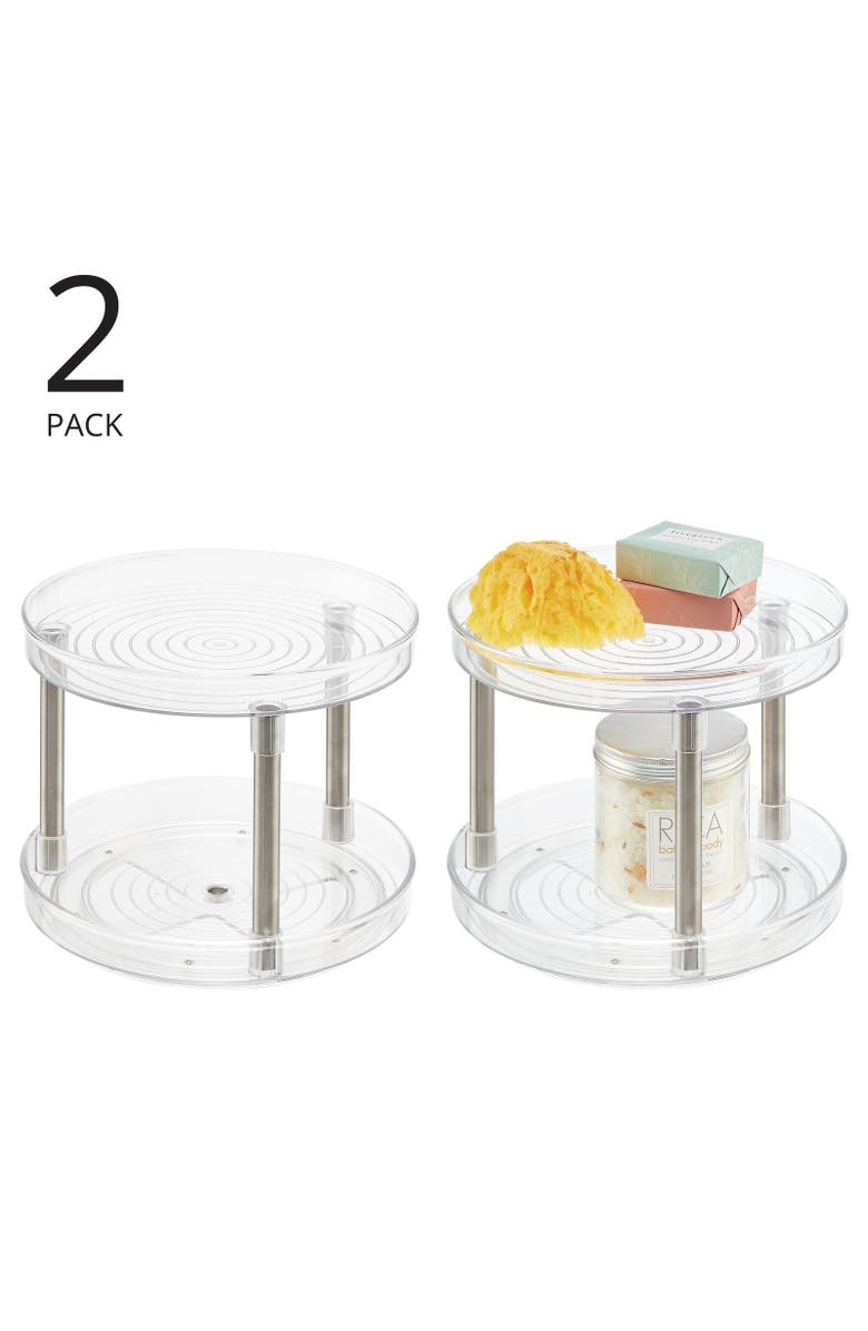 mDesign Spinning 2-Tier Lazy Susan Turntable Storage Tower - 2 Pack, Alternate, color,