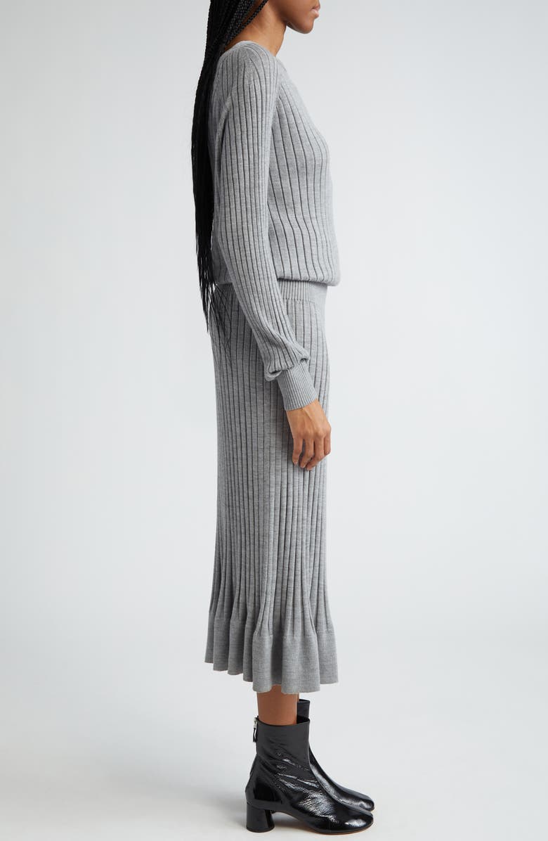 Proenza Schouler Eden Long Sleeve Reversible Merino Wool & Silk Rib Midi Dress, Alternate, color,