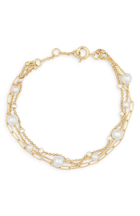 Faux Pearl Triple Layer Bracelet