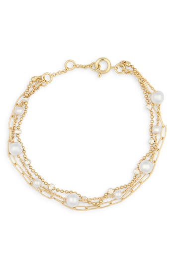 Nordstrom Rack Faux Pearl Triple Layer Bracelet In Multi