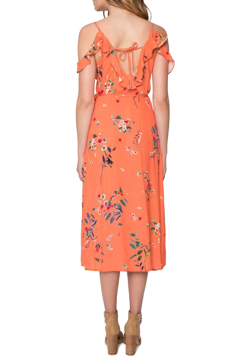 Print Midi Dress, Alternate, color, TANGERINE