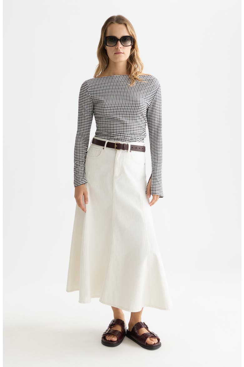 Gingham Seersucker Top, Alternate, color, METEORITE