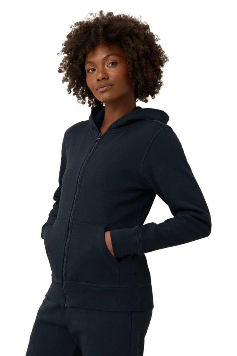 Organic Cotton Brushed Fleece Zip Hoodie, Alternate, color, Midnight Blue
