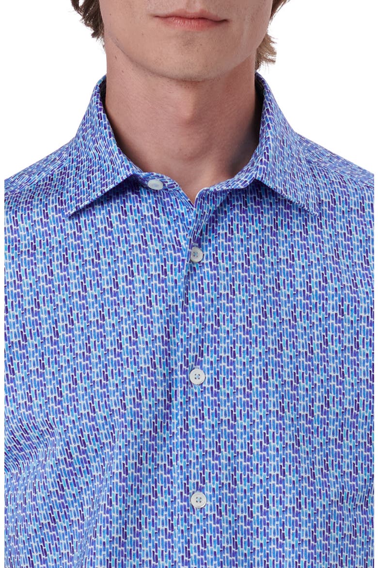 Milo OoohCotton® Abstract Print Short Sleeve Button-Up Shirt, Alternate, color, OCEAN