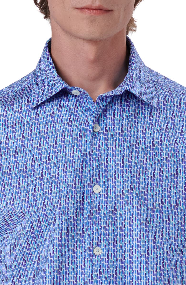 Bugatchi Milo OoohCotton<sup>®</sup> Abstract Print Short Sleeve Button-Up Shirt, Alternate, color, 
