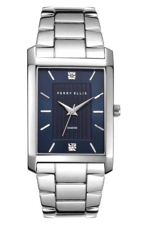 Slim Rectangular Diamond Bracelet Watch, 31mm x 40mm