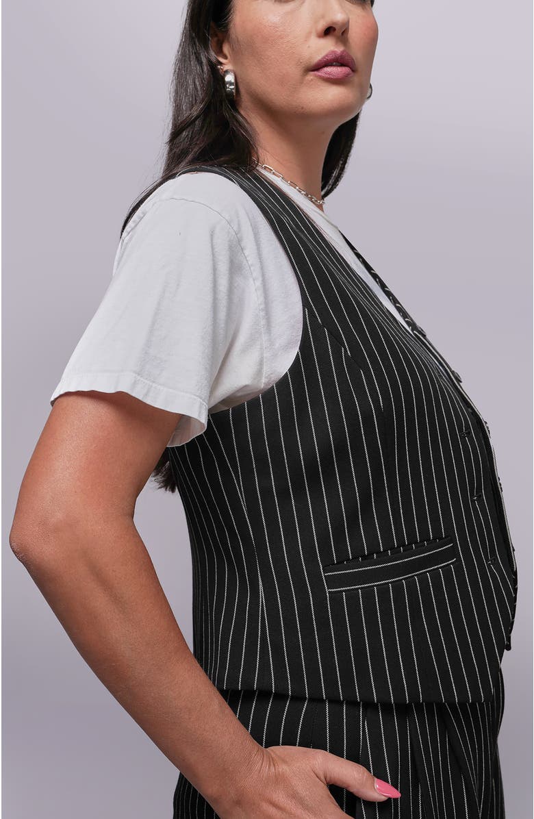 WILDFANG The Empower Pinstripe Vest, Alternate, color, Black/Stone