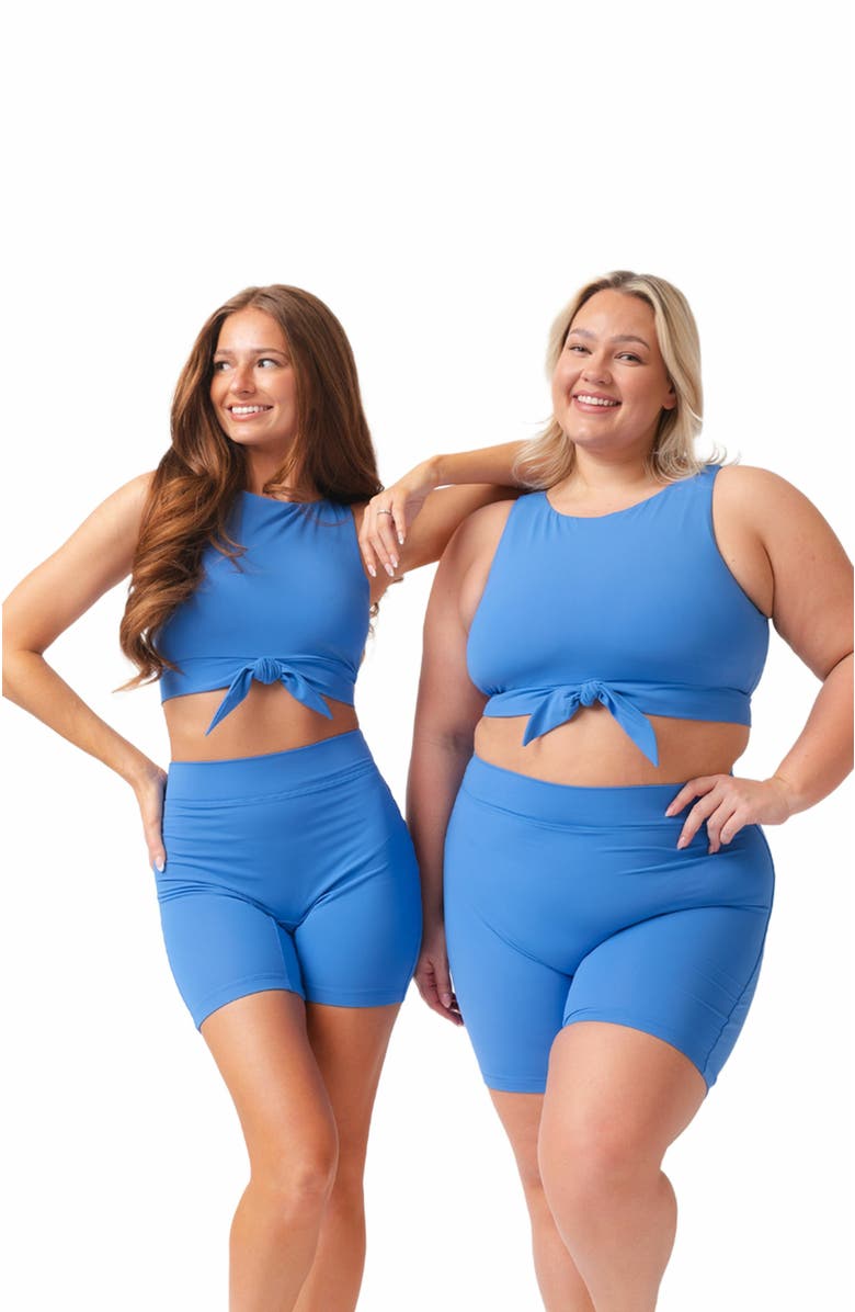 Lime Ricki Swimwear Knotted Crop Top, Alternate, color, Coastline Blue