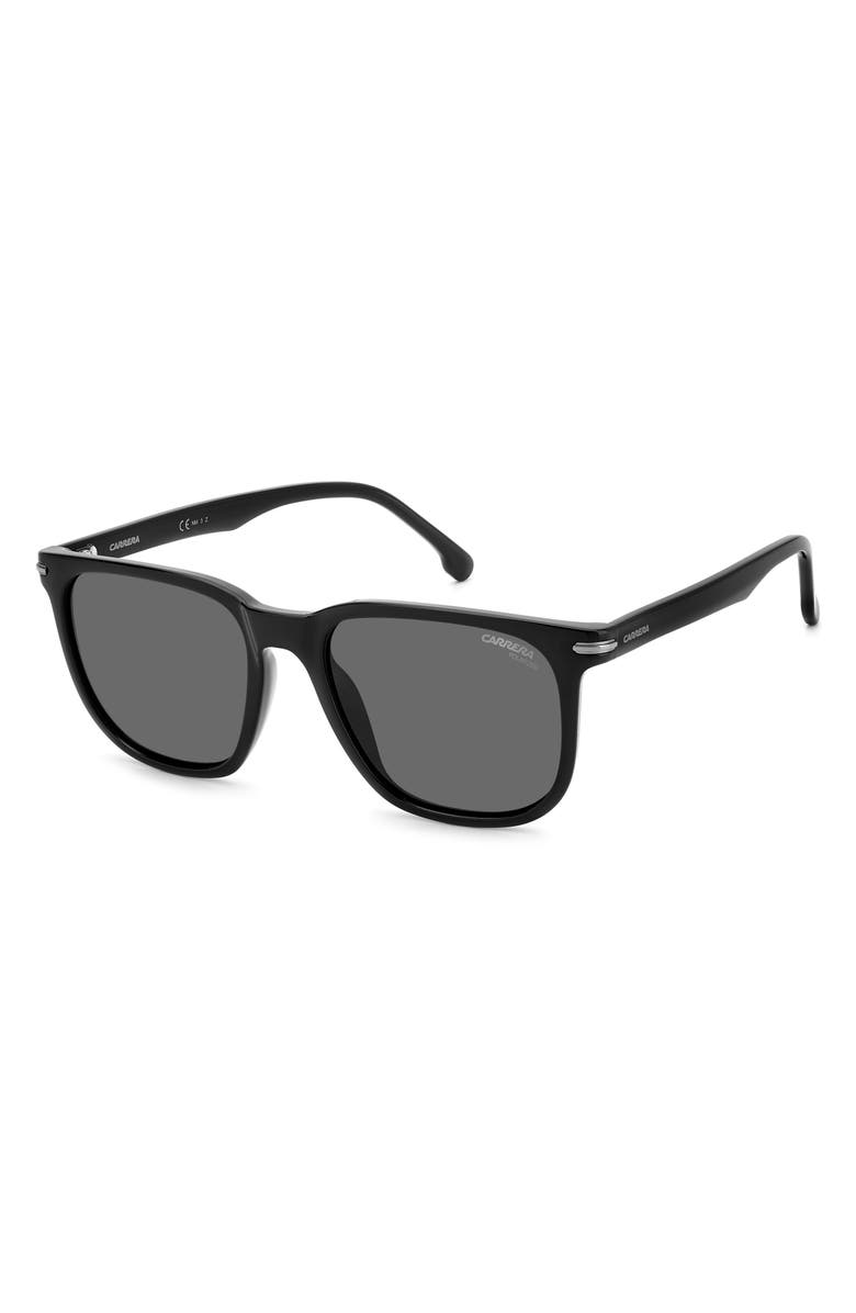 Carrera Eyewear 54mm Polarized Rectangle Sunglasses, Alternate, color, Black Grey Polar
