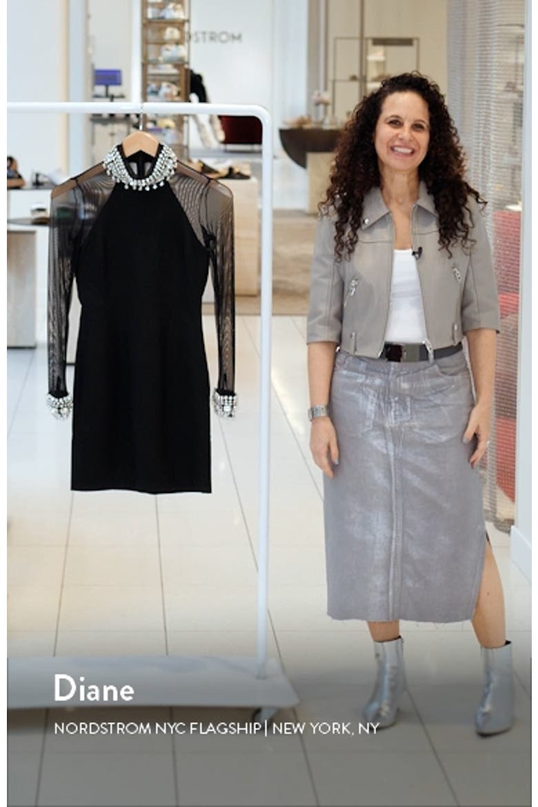 Crystal & Imitation Pearl Detail Long Sleeve Minidress video