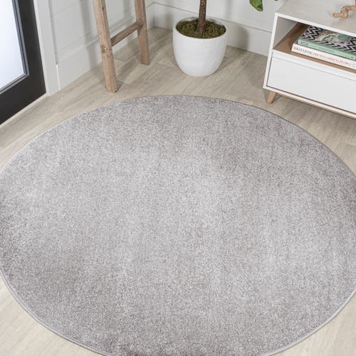 Jonathan Y Haze Solid Low-pile Round Area Rug In Slate-grey