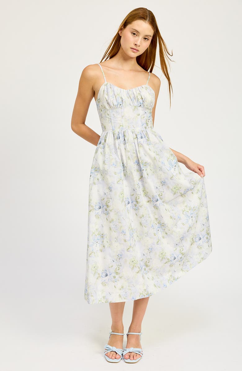 En Saison Scarlet Floral Cotton Midi Dress, Alternate, color,