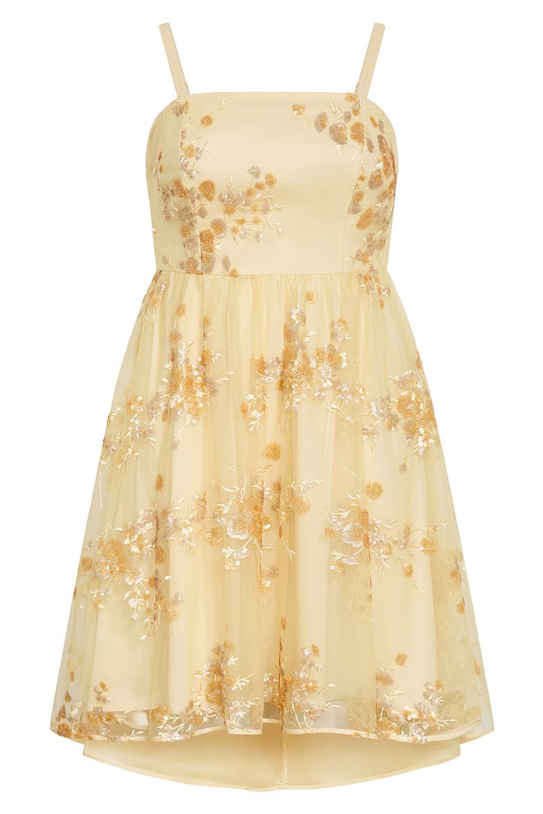 Addison Embroidered Tulle Dress, Main, color, LEMON