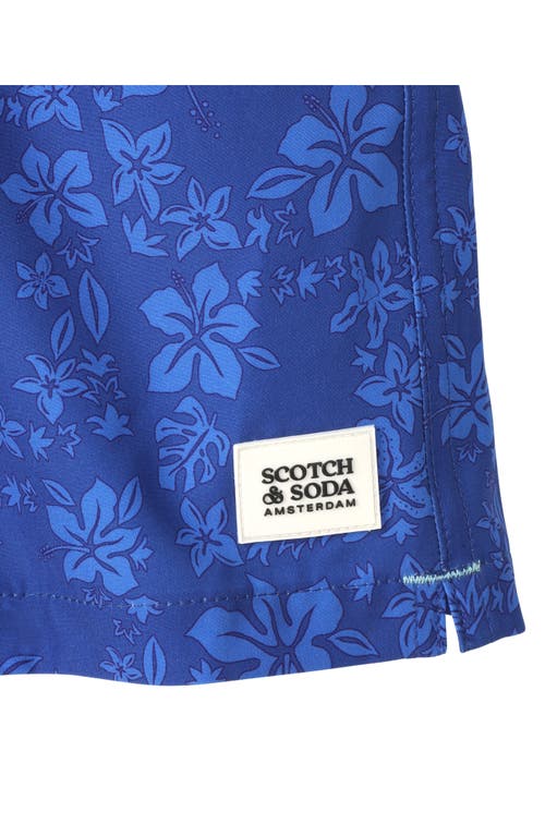 Scotch & Soda Floral Maze Swim Trunks In Navy/bright