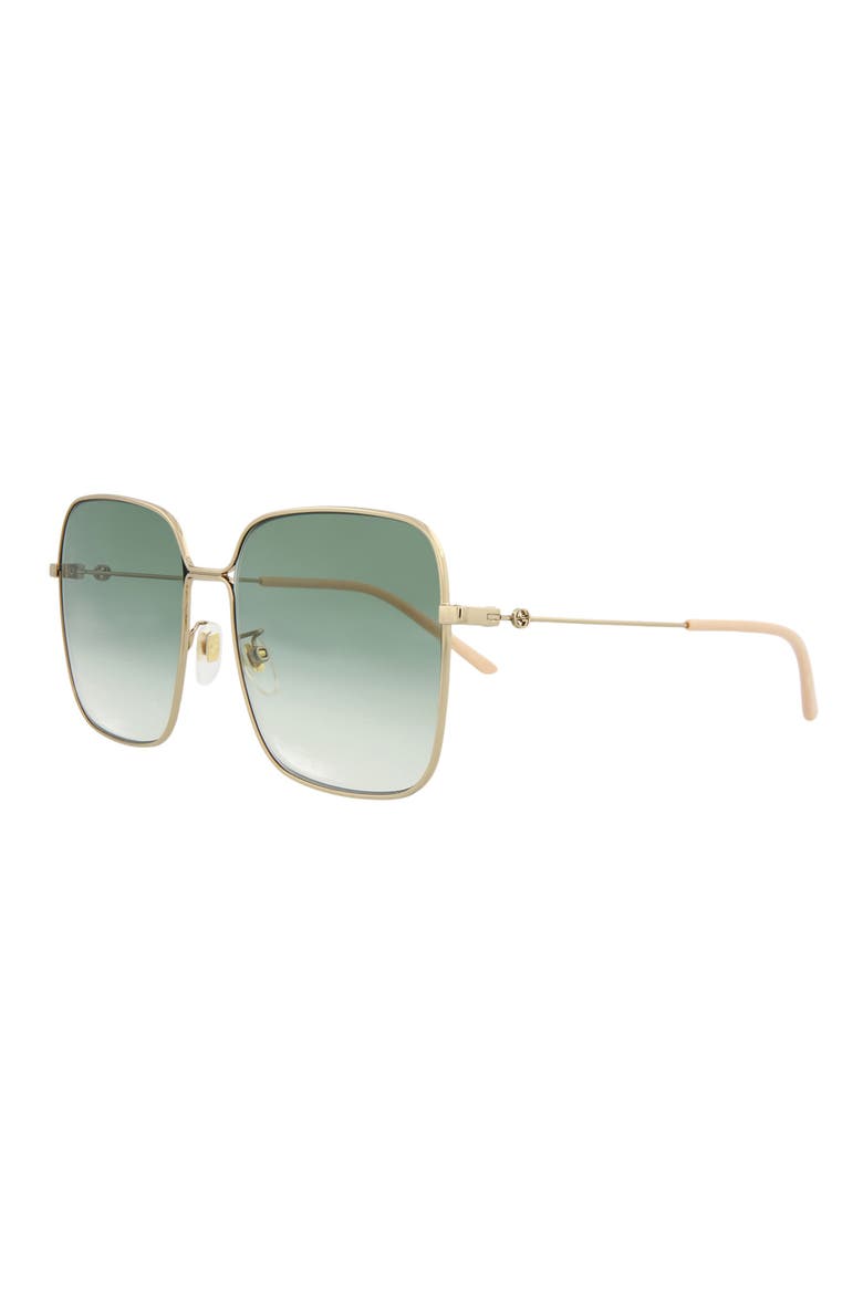 60mm Oversize Rectangle Sunglasses, Alternate, color, GOLD GOLD GREEN
