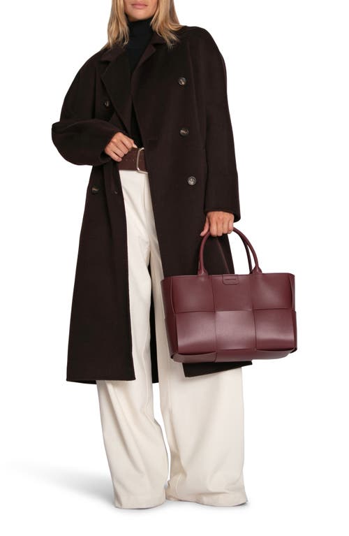 Belle & Bloom Real Love Double Breasted Maxi Coat In Burgundy