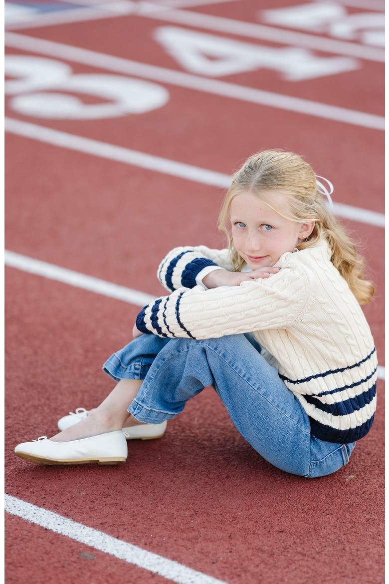 Kids' Organic Roll Neck Cable Sweater, Alternate, color, Ivory Cable