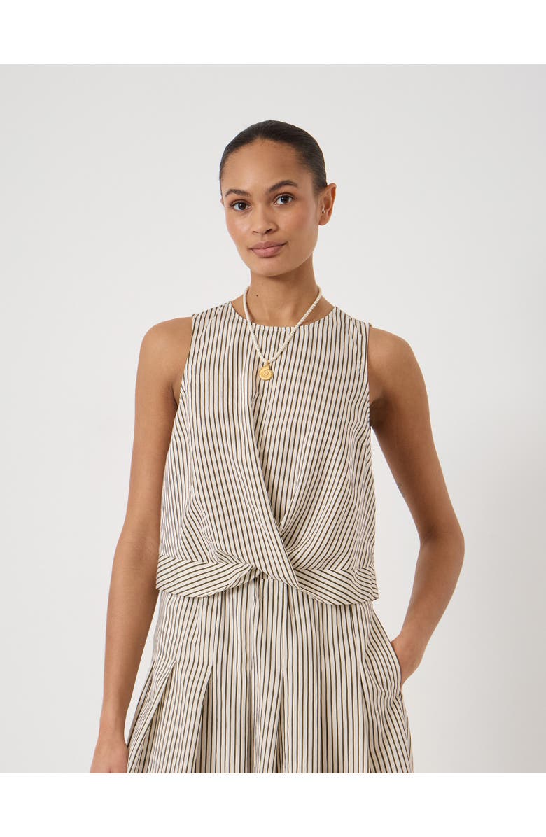 Hush Front Knot Crop Top, Main, color, Green Stripe White
