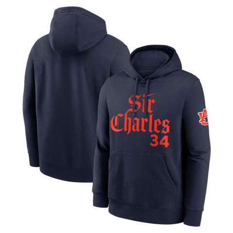 Men's Nike Charles Barkley Navy Auburn Tigers  Name & Number Club Fleece Hoodie
