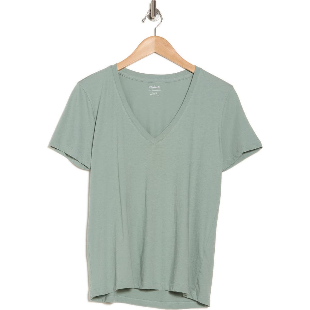 Shop Madewell Whisper V-neck T-shirt In Pale Eucalyptus
