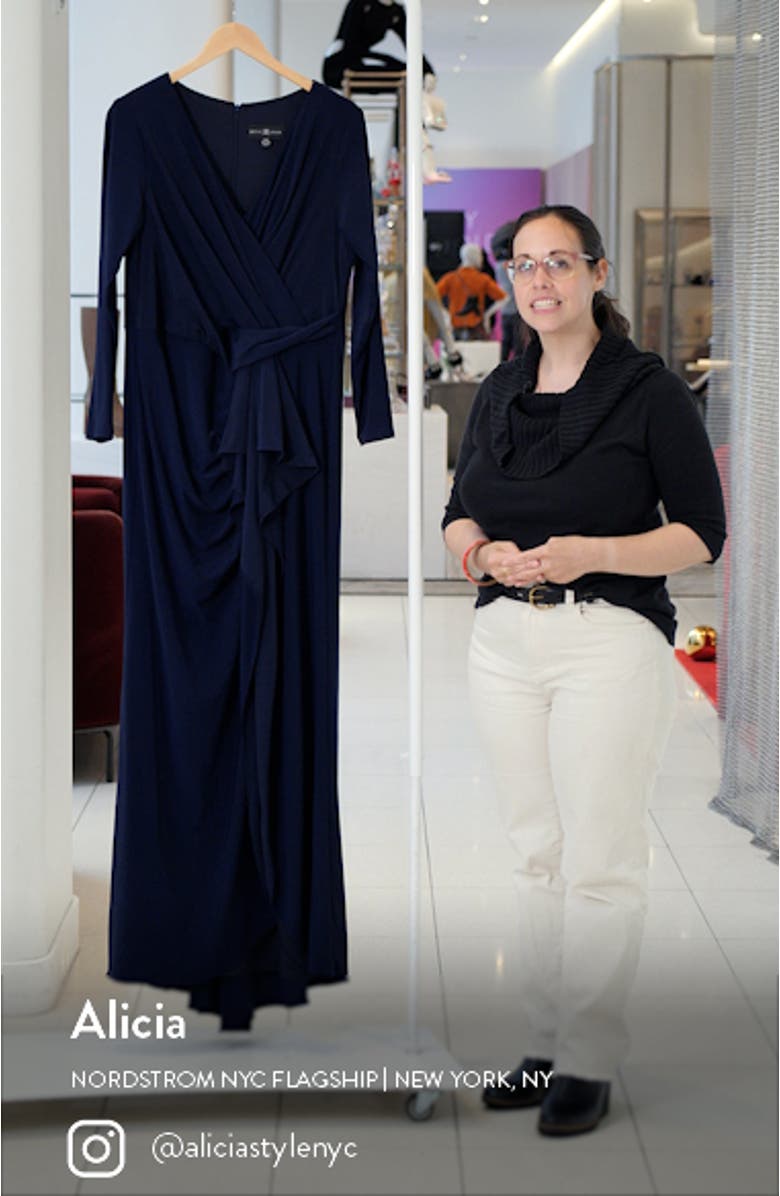 Ruffle Side Slit Long Sleeve Gown, sales video thumbnail