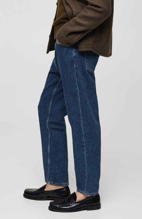 Mango Men's Slim-fit Dark Wash Tapered Jeans In Dark Blue