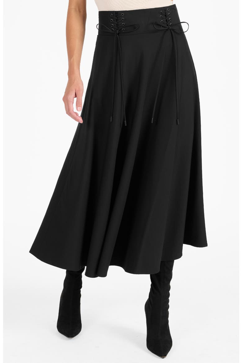 Aster Full Midi Skirt, Alternate, color, BLACK