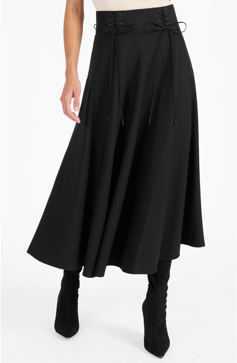Santorelli Aster Full Midi Skirt, Alternate, color, Black