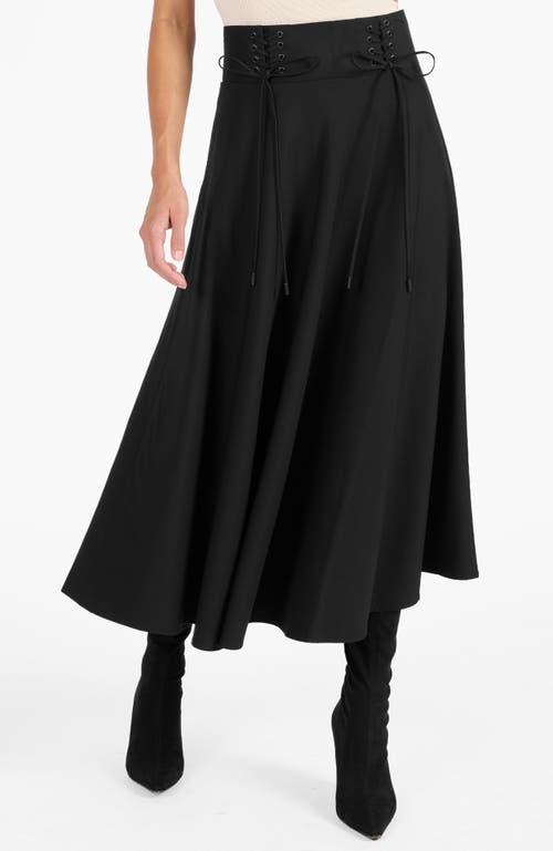 Santorelli Aster Full Midi Skirt In Black