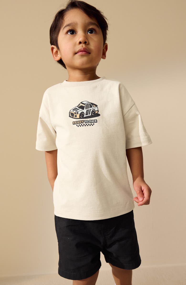 NEXT Kids' Oversize Racing Car Cotton Graphic T-Shirt, Alternate, color, Neutral