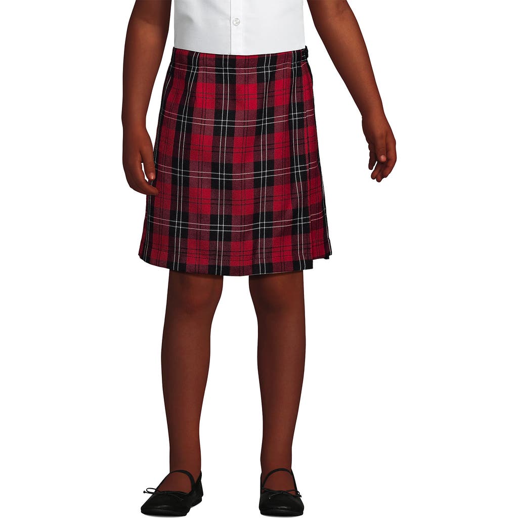 Lands' End School Uniform Plaid A Line Tab Skort Top Of Knee In Multi