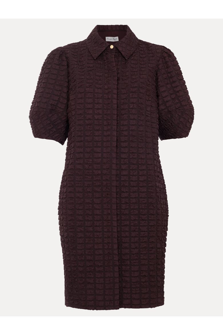 Yasmine Textured Mini Shirt Dress, Alternate, color, Brown