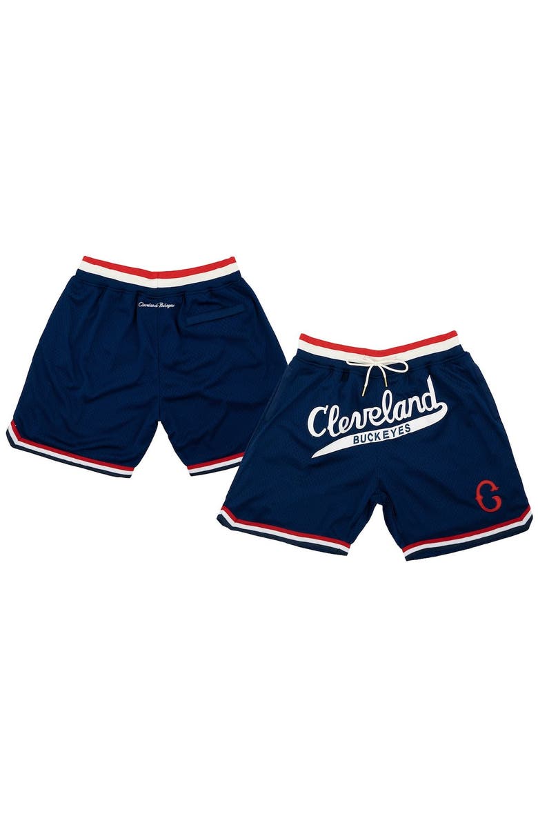 RINGS & CRWNS Men's Rings & Crwns Navy Cleveland Buckeyes Replica Mesh Shorts, Main, color, 