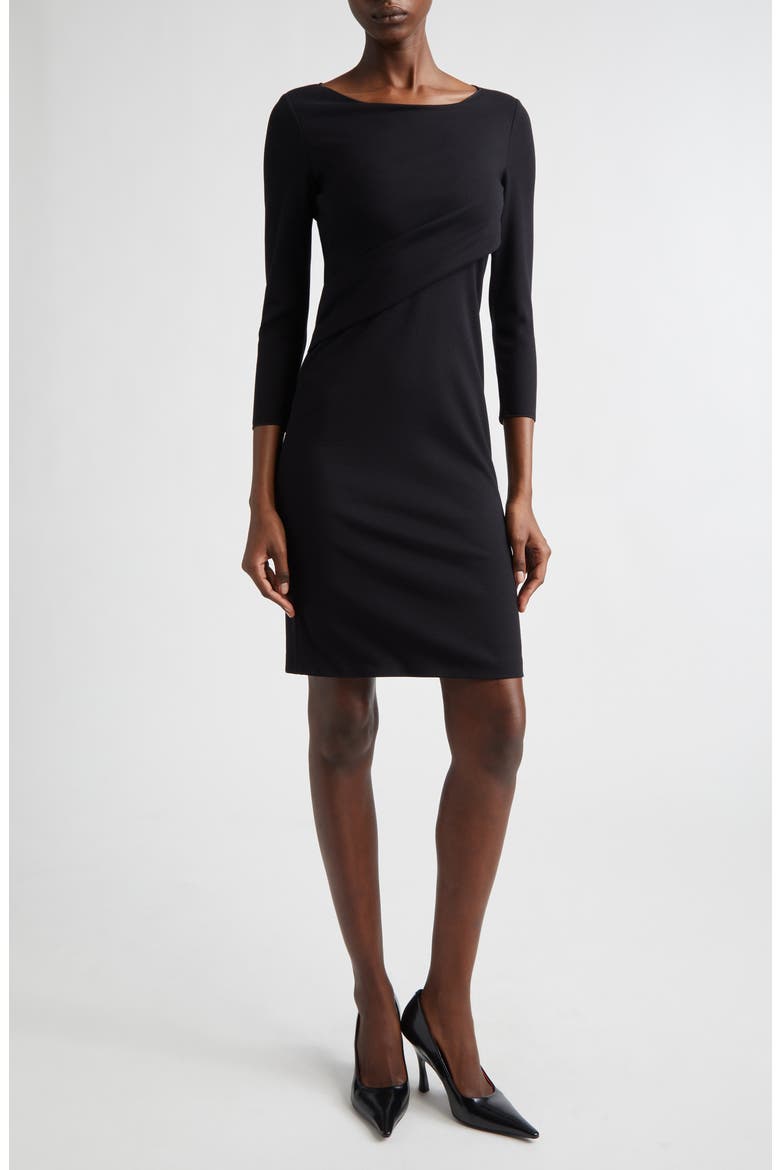 Punto Milano Long Sleeve Jersey Dress, Main, color, BLACK SOLID