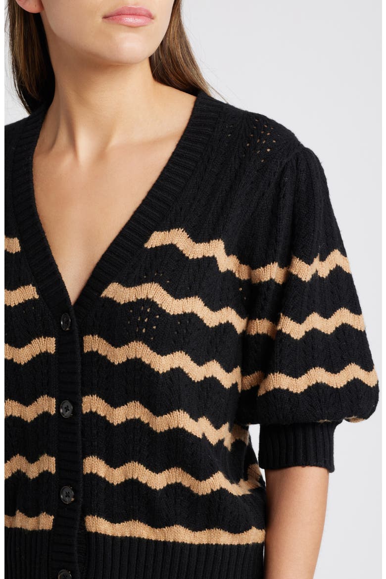 Isla Stripe Cardigan, Alternate, color, BLACK CAMEL STRIPE