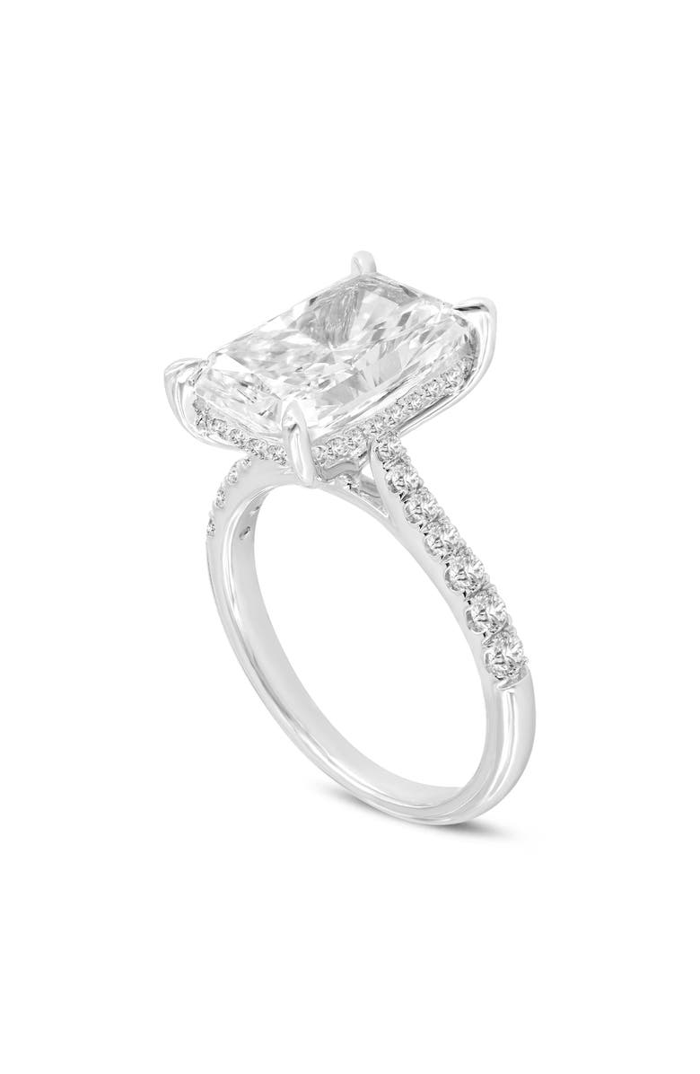 LuvMyJewelry Bayan 14K White Gold Radiant Cut Lab Grown Diamond Hidden Halo Engagement Ring - 5.5 Ct, Main, color,