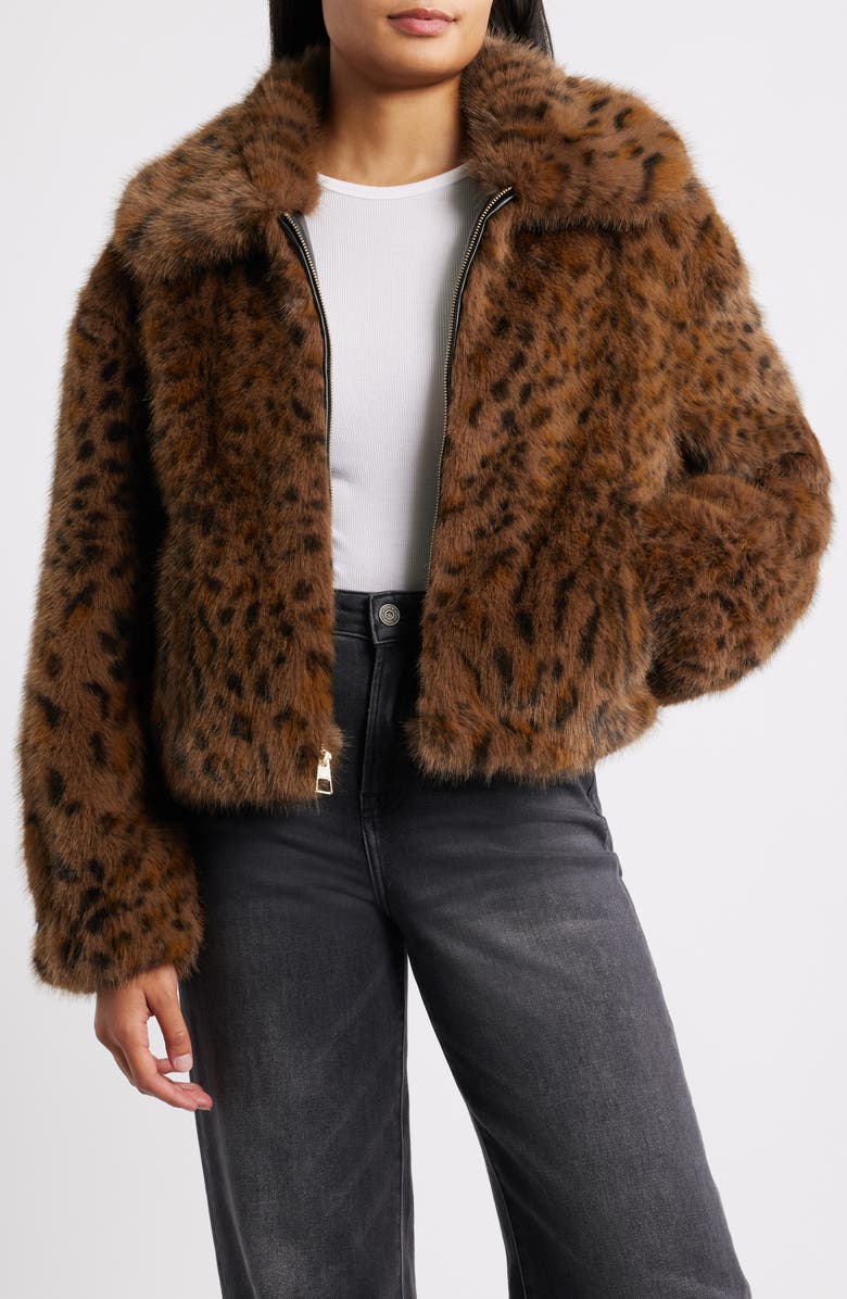 BCBG Cropped Faux Fur Jacket, Main, color,